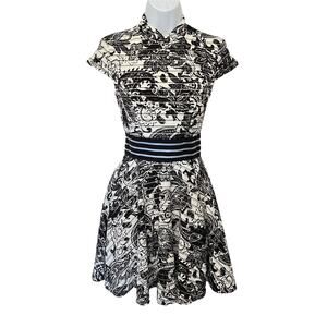 Jodi Kristopher Womens Estilo Dress Sz 1 Illusion Mock neck Floral Cottage Core